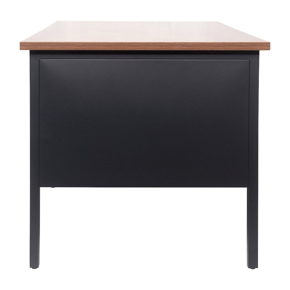 30x48 Right Side Single Pedestal Desk, 3 Locking Drawers, Walnut Top,Black Frame. Picture 10