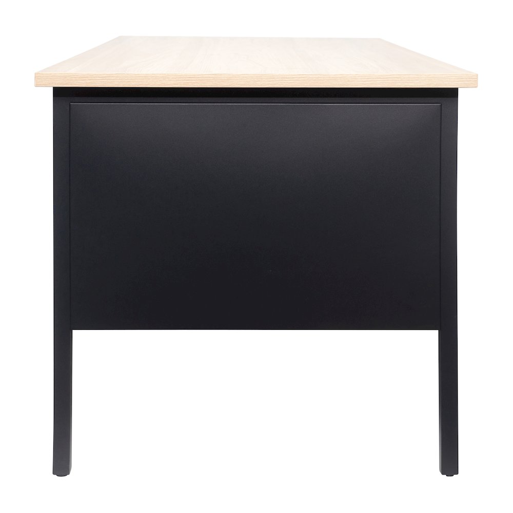 Contemporary 30x60 Commercial Grade Single Pedestal Desk with Drawers, White Oak. Picture 10