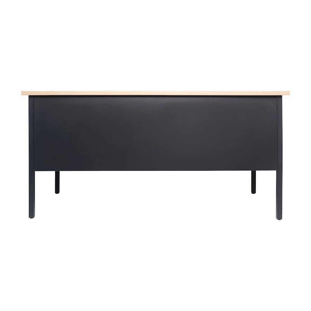 Contemporary 30x70 Commercial Grade Single Pedestal Desk with Drawers, White Oak. Picture 8