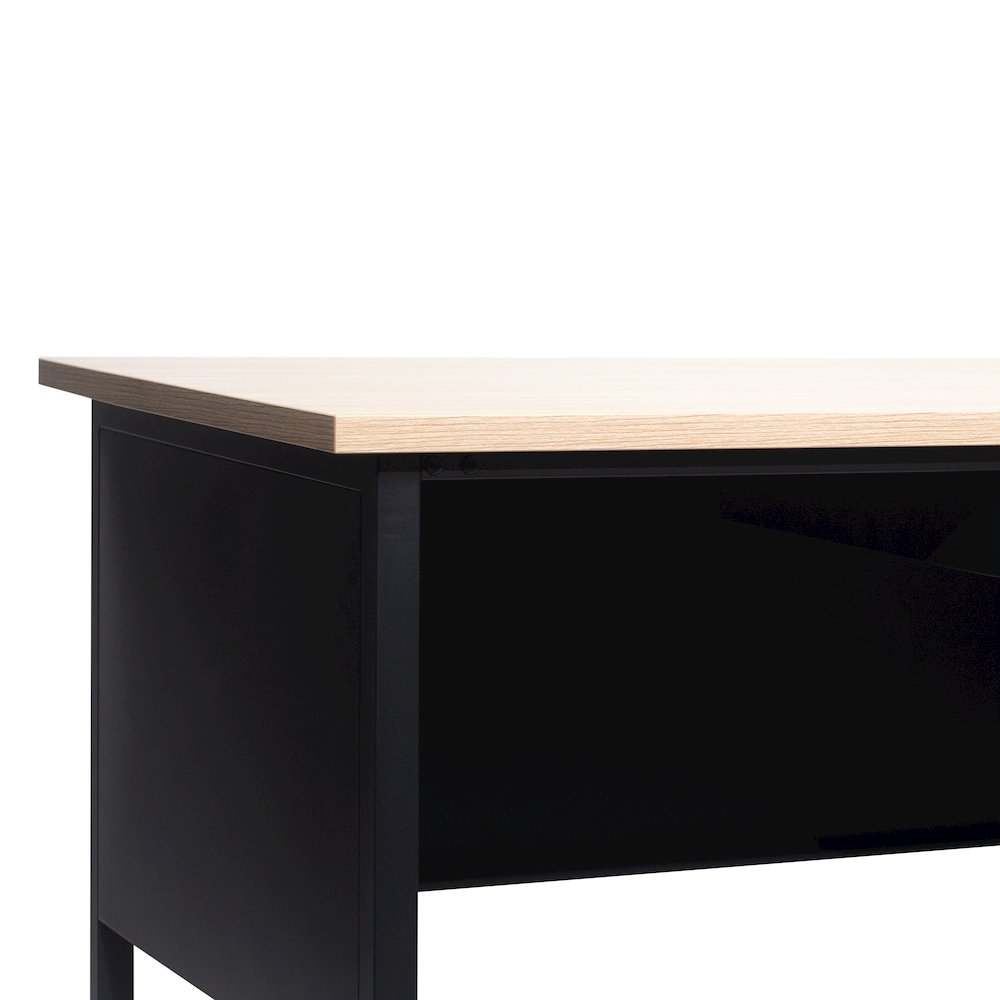 Contemporary 30x70 Commercial Grade Single Pedestal Desk with Drawers, White Oak. Picture 9