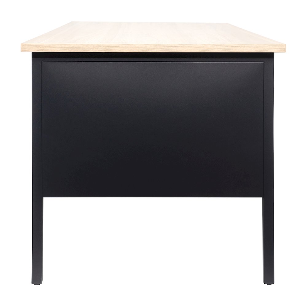 Contemporary 30x70 Commercial Grade Single Pedestal Desk with Drawers, White Oak. Picture 10