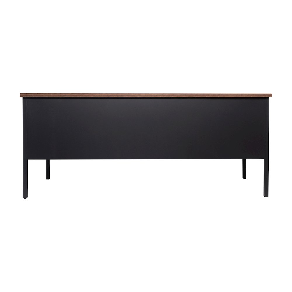 30x70 Right Side Single Pedestal Desk, 3 Locking Drawers, Walnut Top,Black Frame. Picture 8
