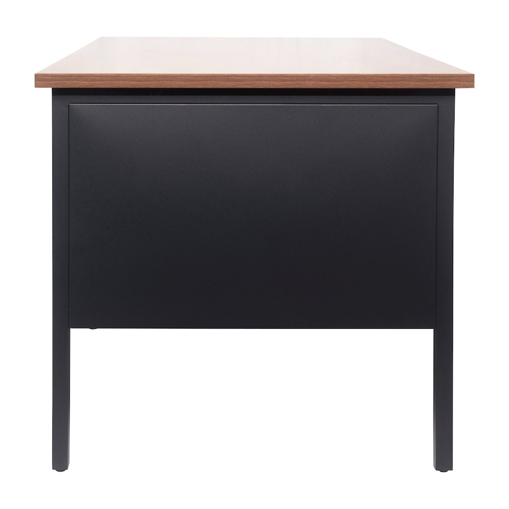 30x70 Right Side Single Pedestal Desk, 3 Locking Drawers, Walnut Top,Black Frame. Picture 10