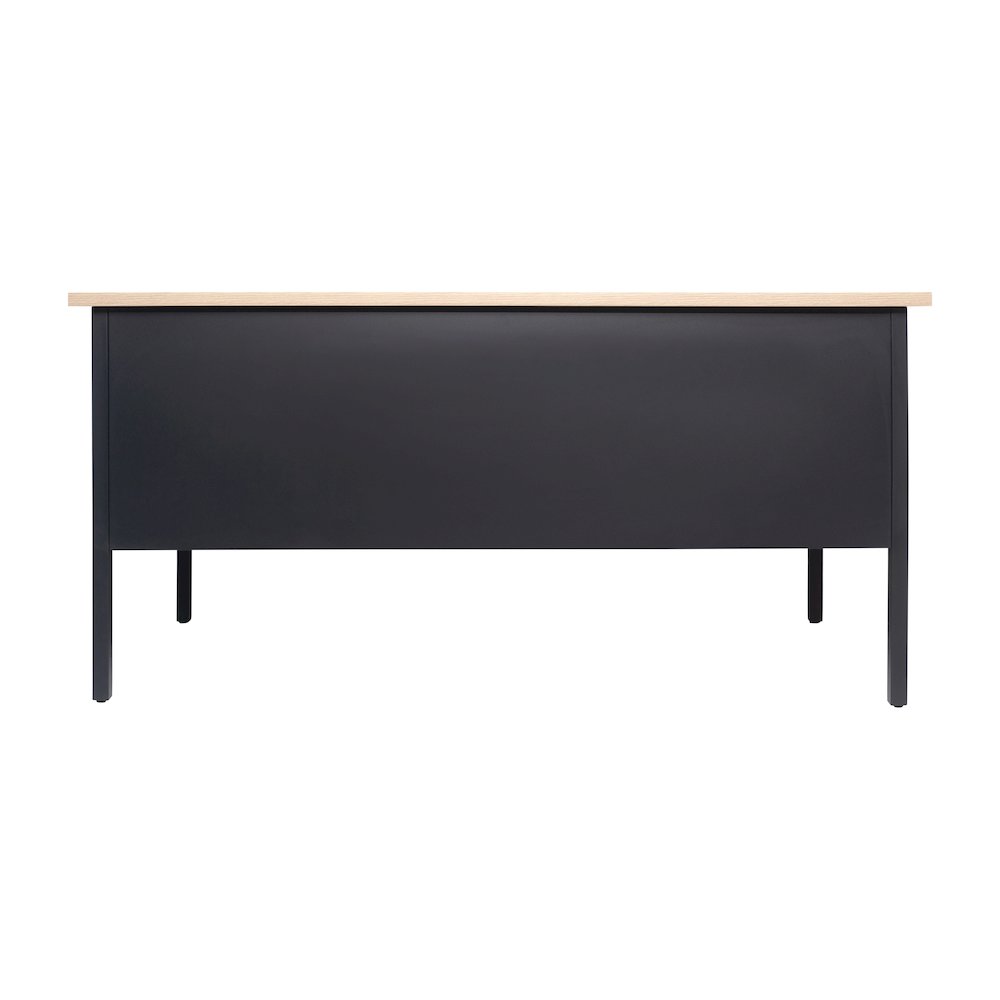 30x60 Double Pedestal Desk with 5 Locking Drawers, White Oak Top and Black Frame. Picture 8