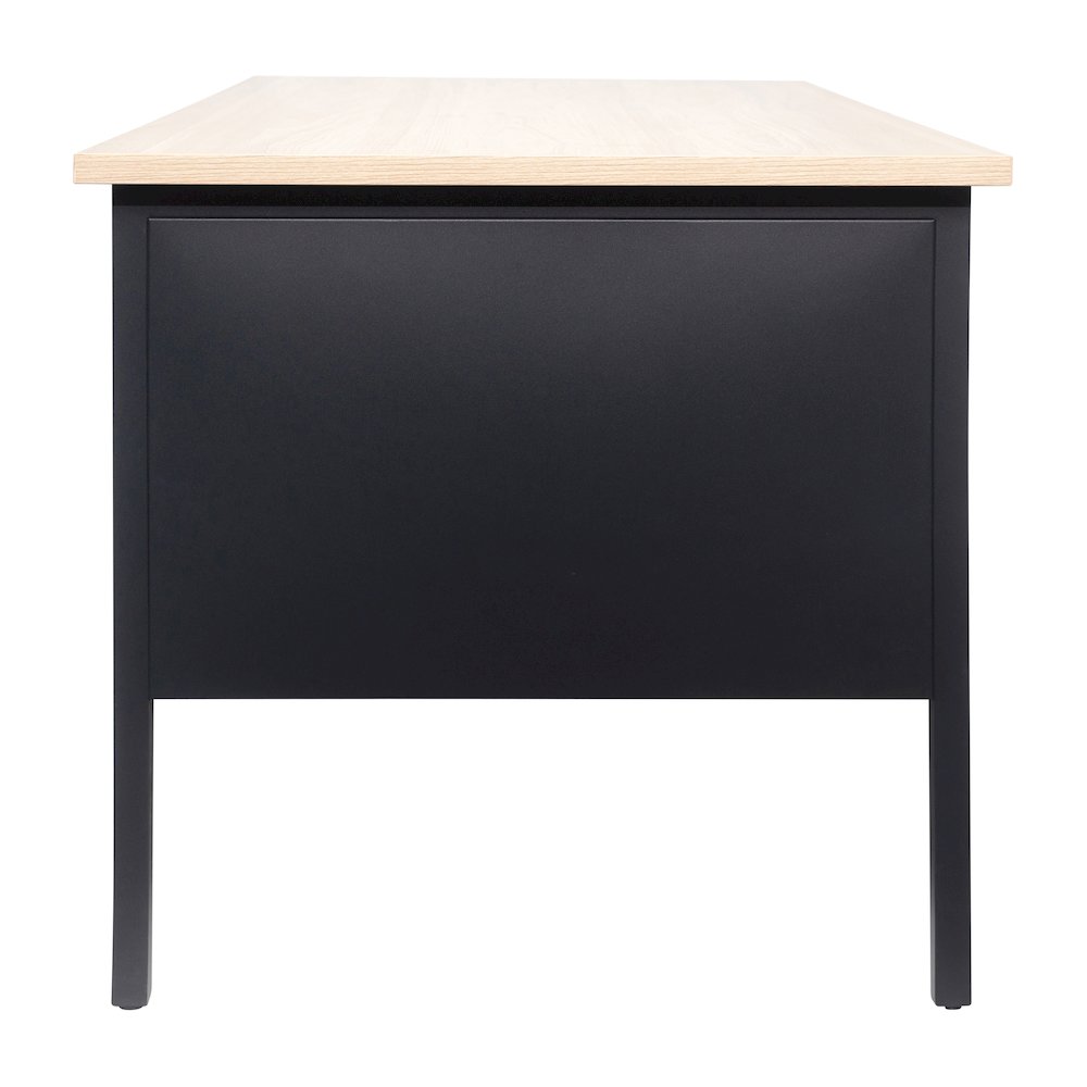 30x60 Double Pedestal Desk with 5 Locking Drawers, White Oak Top and Black Frame. Picture 10