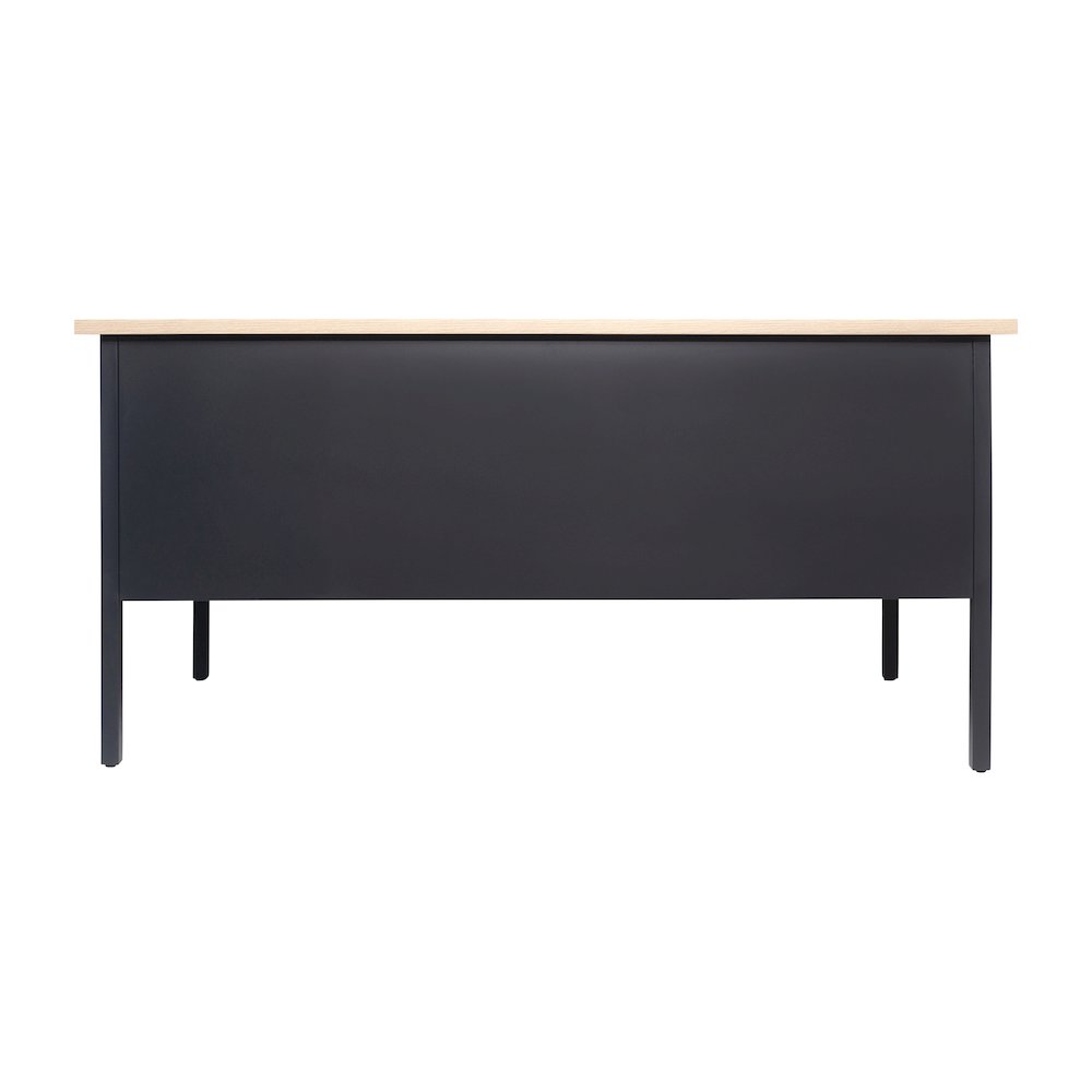 30x70 Double Pedestal Desk with 5 Locking Drawers, White Oak Top and Black Frame. Picture 8