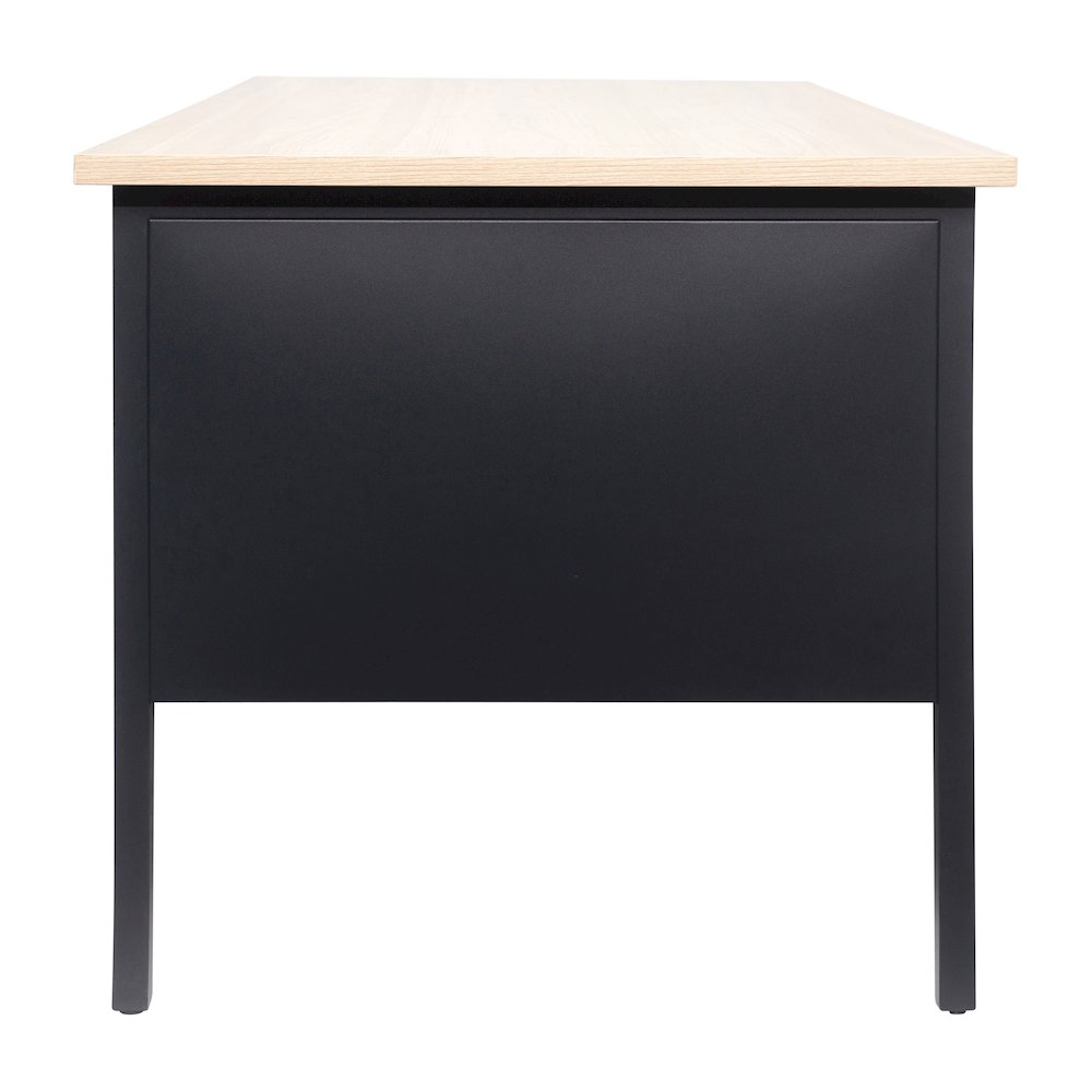 30x70 Double Pedestal Desk with 5 Locking Drawers, White Oak Top and Black Frame. Picture 10