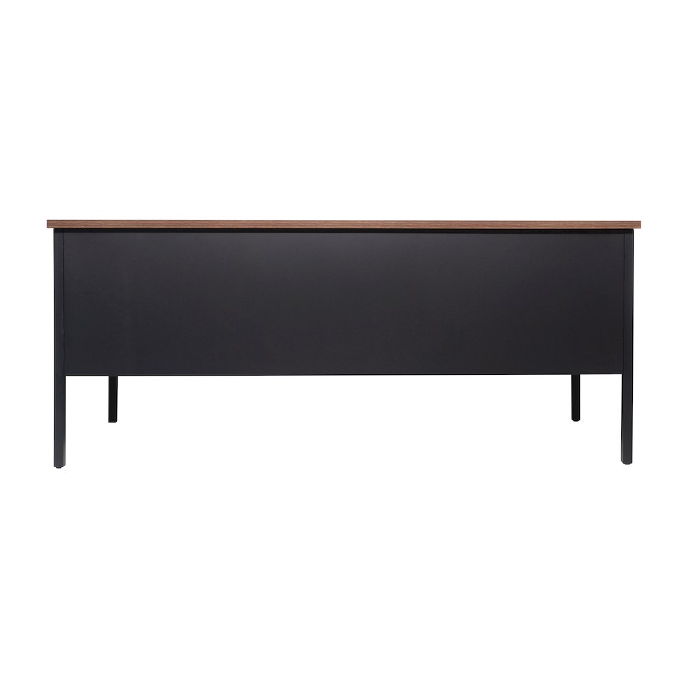 30x70 Double Pedestal Desk with 5 Locking Drawers, Walnut Top and Black Frame. Picture 8