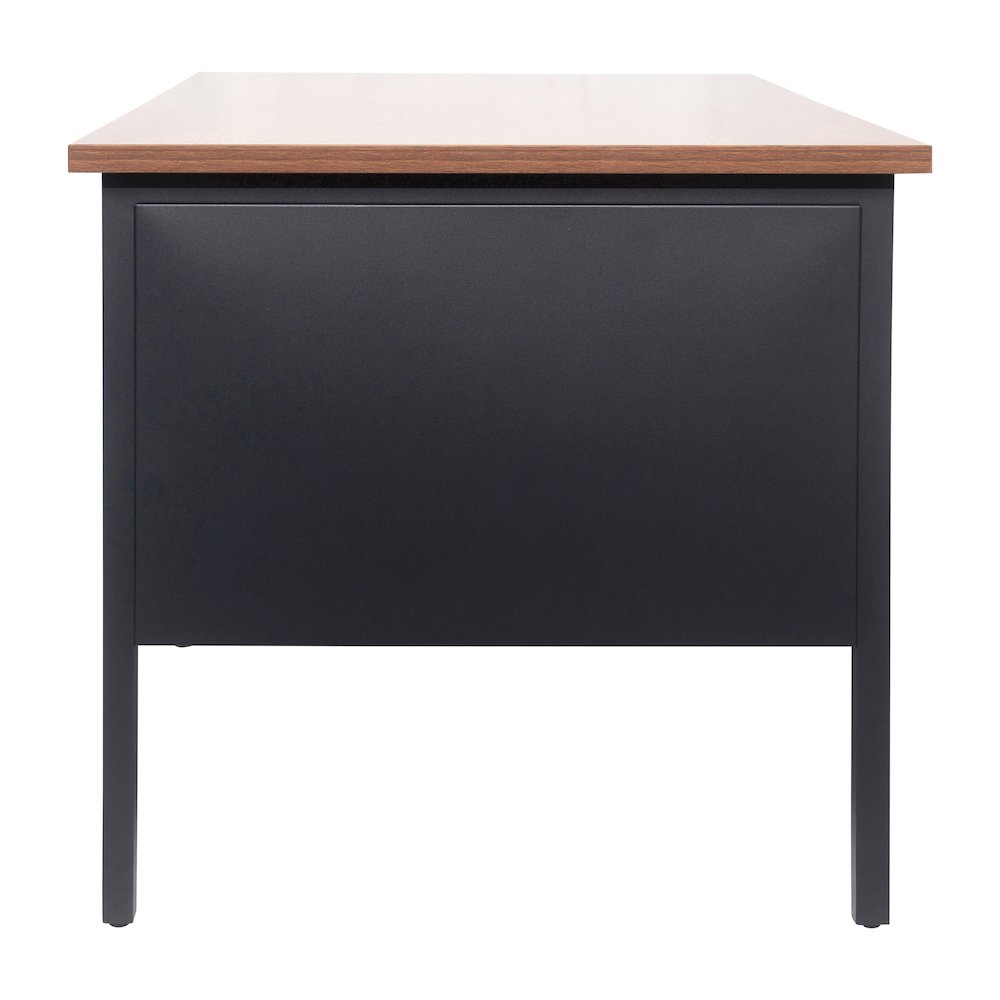 30x70 Double Pedestal Desk with 5 Locking Drawers, Walnut Top and Black Frame. Picture 10