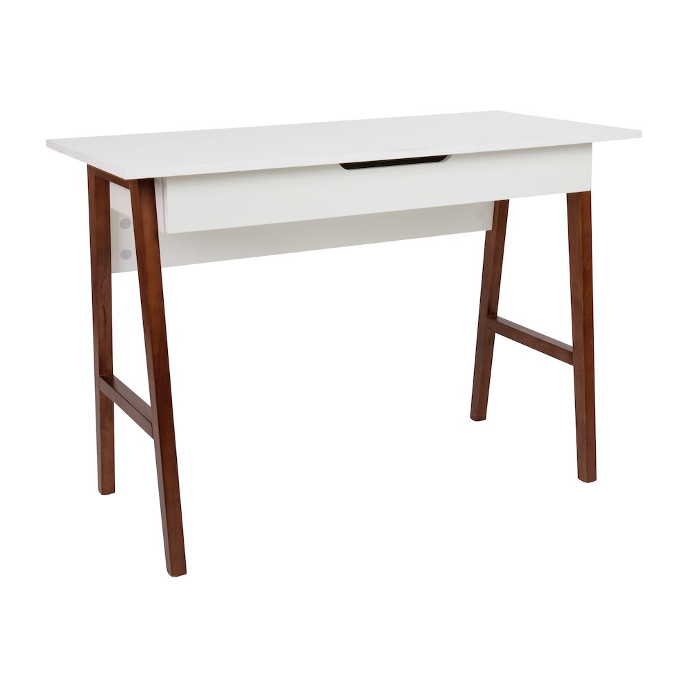 Table Desk for Writing and Work, White/Walnut. Picture 1