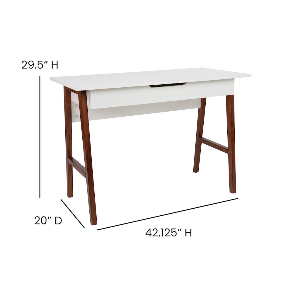 Table Desk for Writing and Work, White/Walnut. Picture 5
