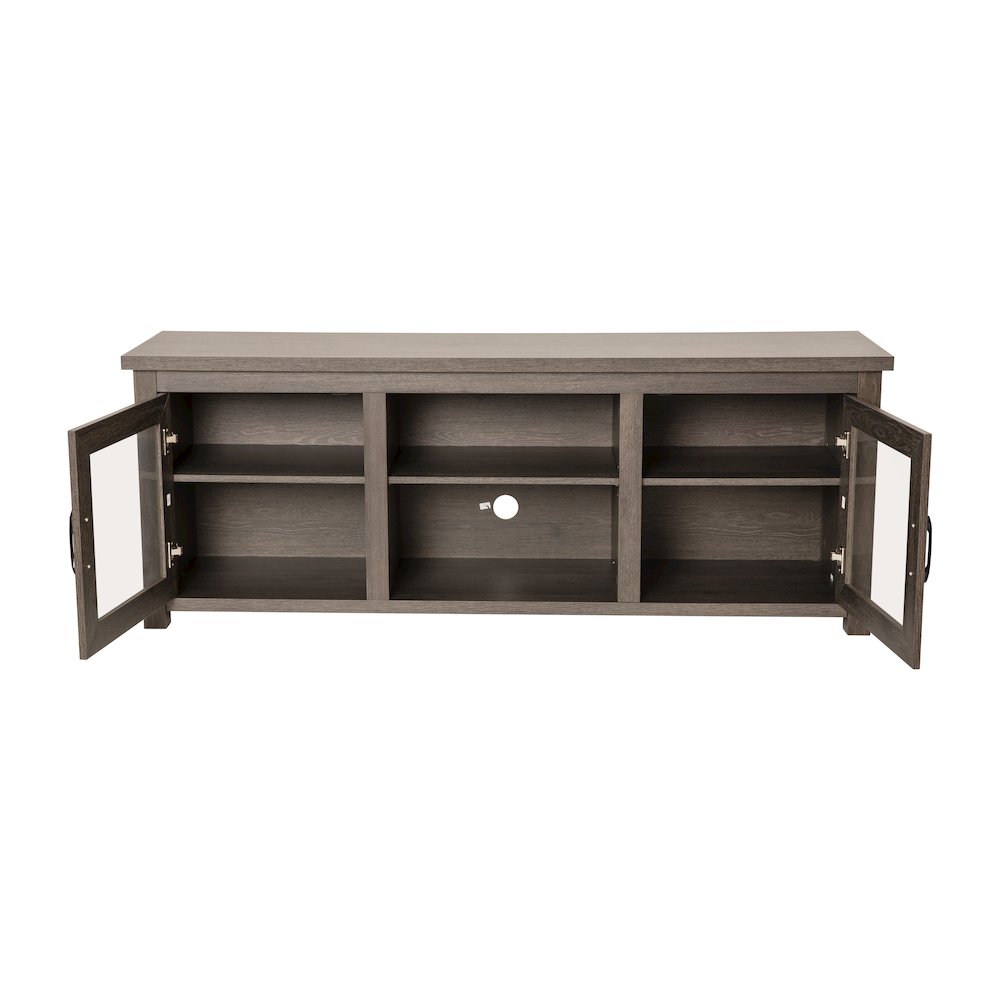 Classic TV Stand up to 80" TVs - Black Wash Finish with Full Glass Doors. Picture 9