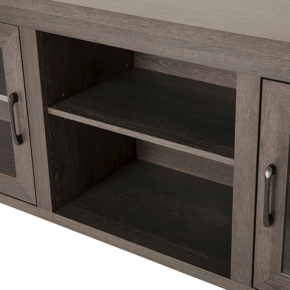 Classic TV Stand up to 80" TVs - Black Wash Finish with Full Glass Doors. Picture 13