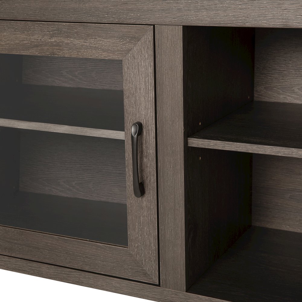 Classic TV Stand up to 80" TVs - Black Wash Finish with Full Glass Doors. Picture 14