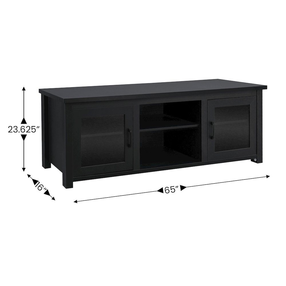 65" Entertainment Center with Storage Cabinets for up to 80" TV's, Black. Picture 5