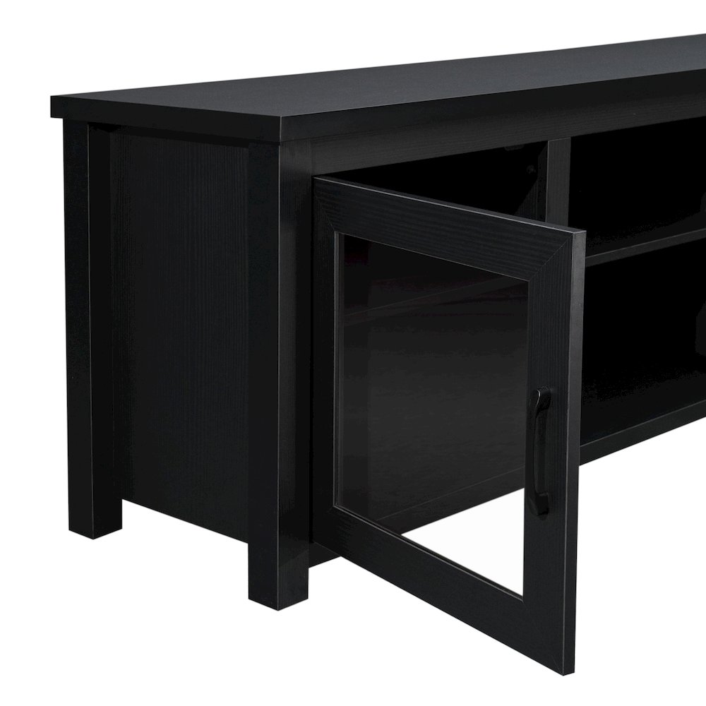 65" Entertainment Center with Storage Cabinets for up to 80" TV's, Black. Picture 10