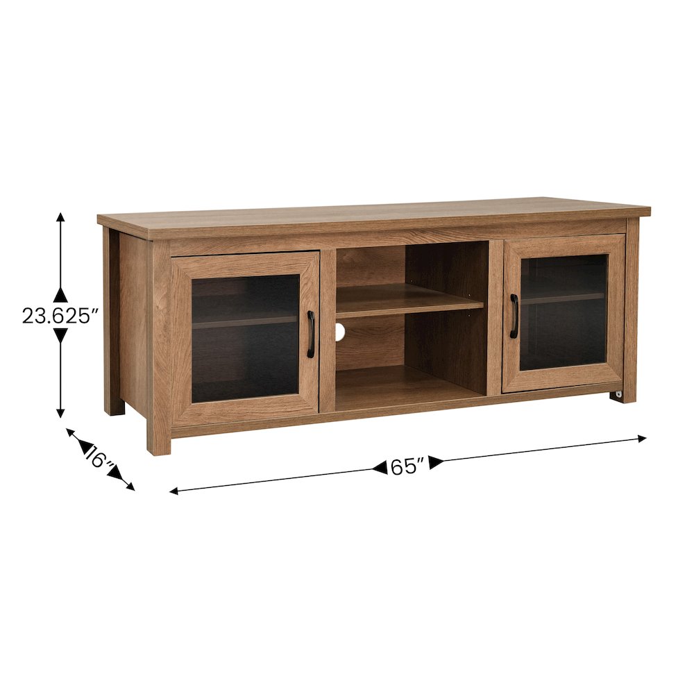 65" Entertainment Center with Storage Cabinets for up to 80" TV's, Walnut. Picture 5