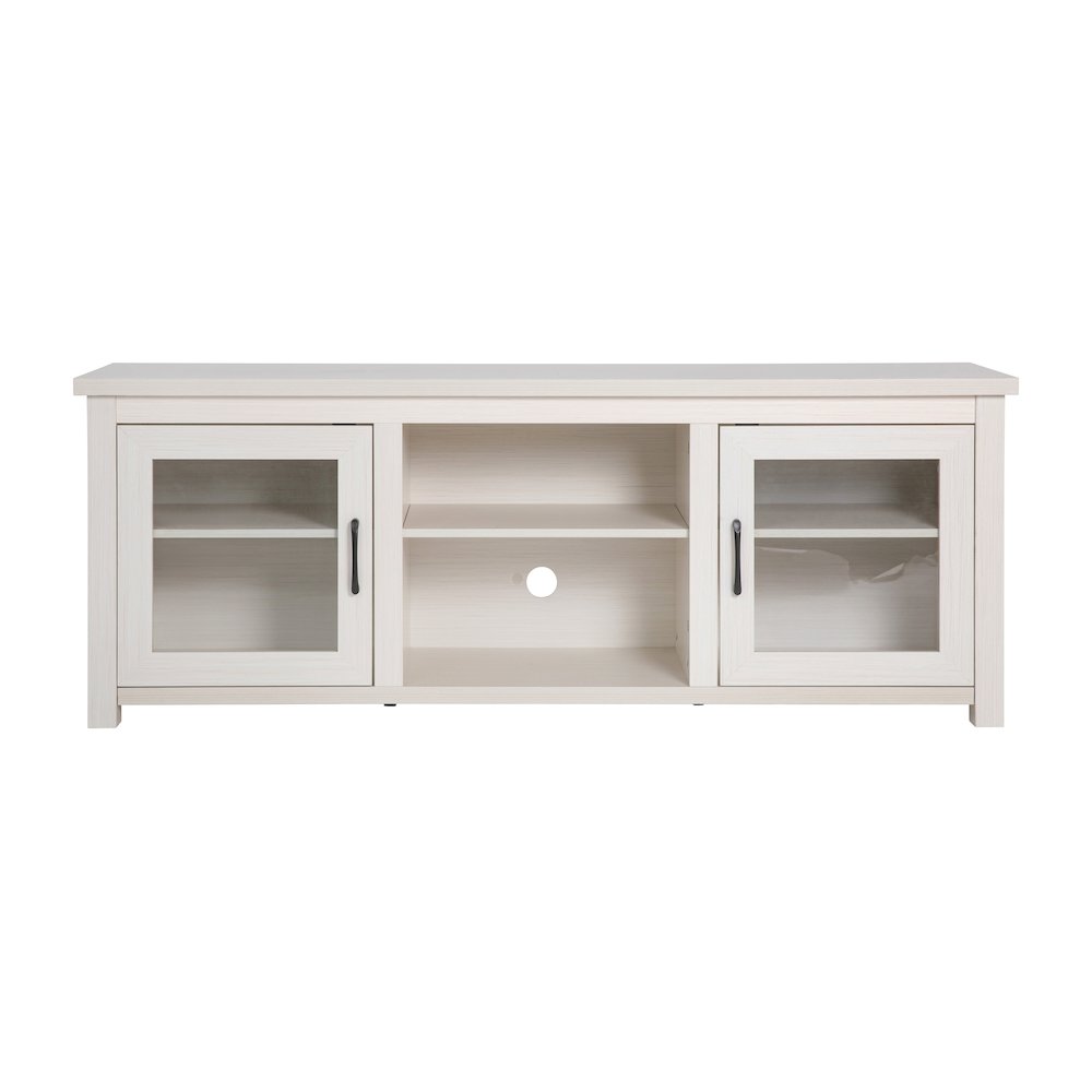 Classic TV Stand up to 80" TVs - White Wash Finish with Full Glass Doors. Picture 11