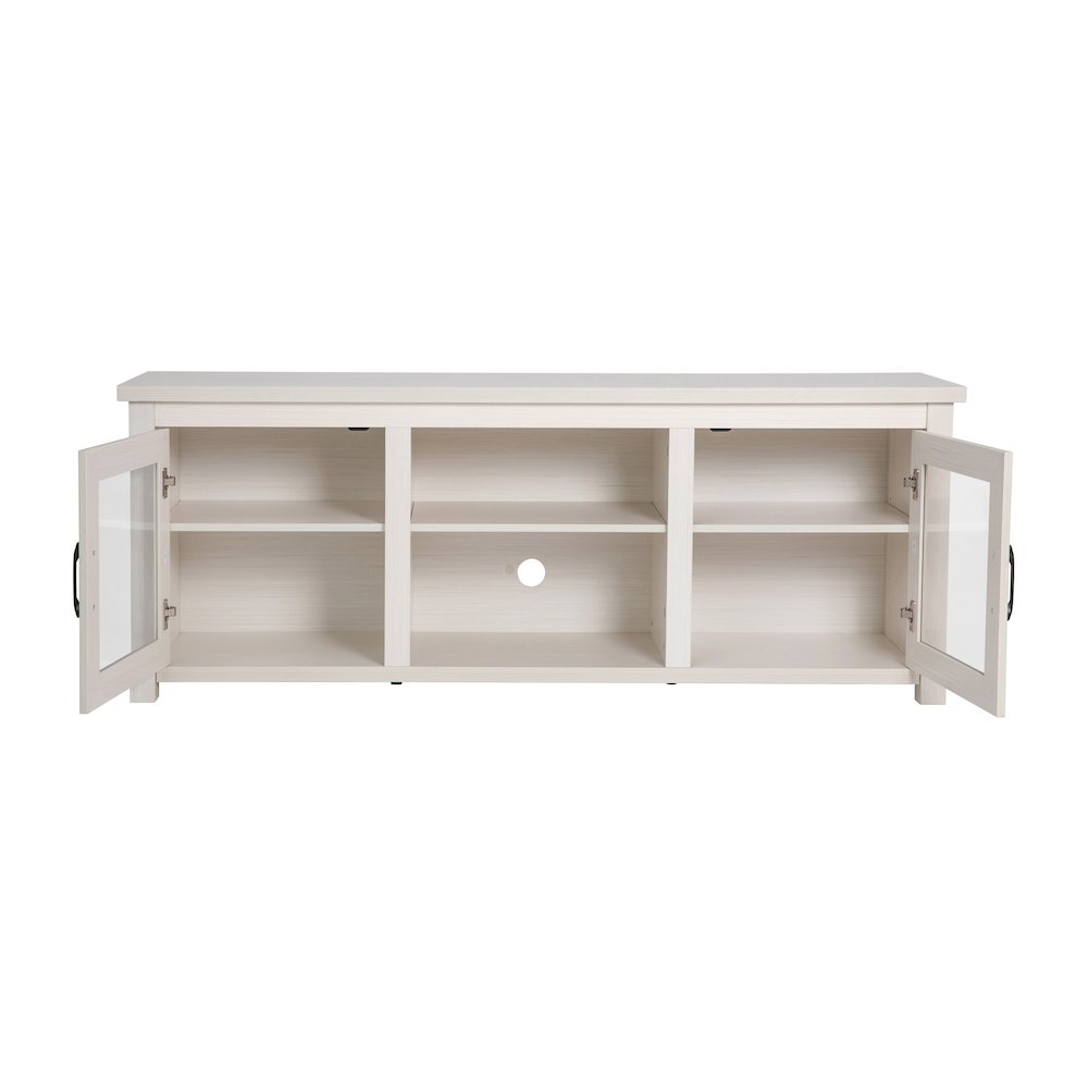 Classic TV Stand up to 80" TVs - White Wash Finish with Full Glass Doors. Picture 9