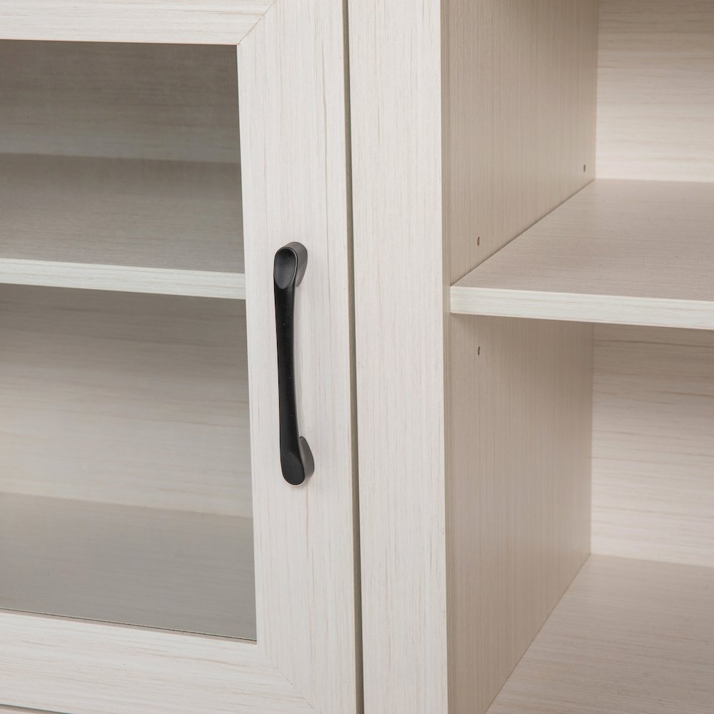 Classic TV Stand up to 80" TVs - White Wash Finish with Full Glass Doors. Picture 14