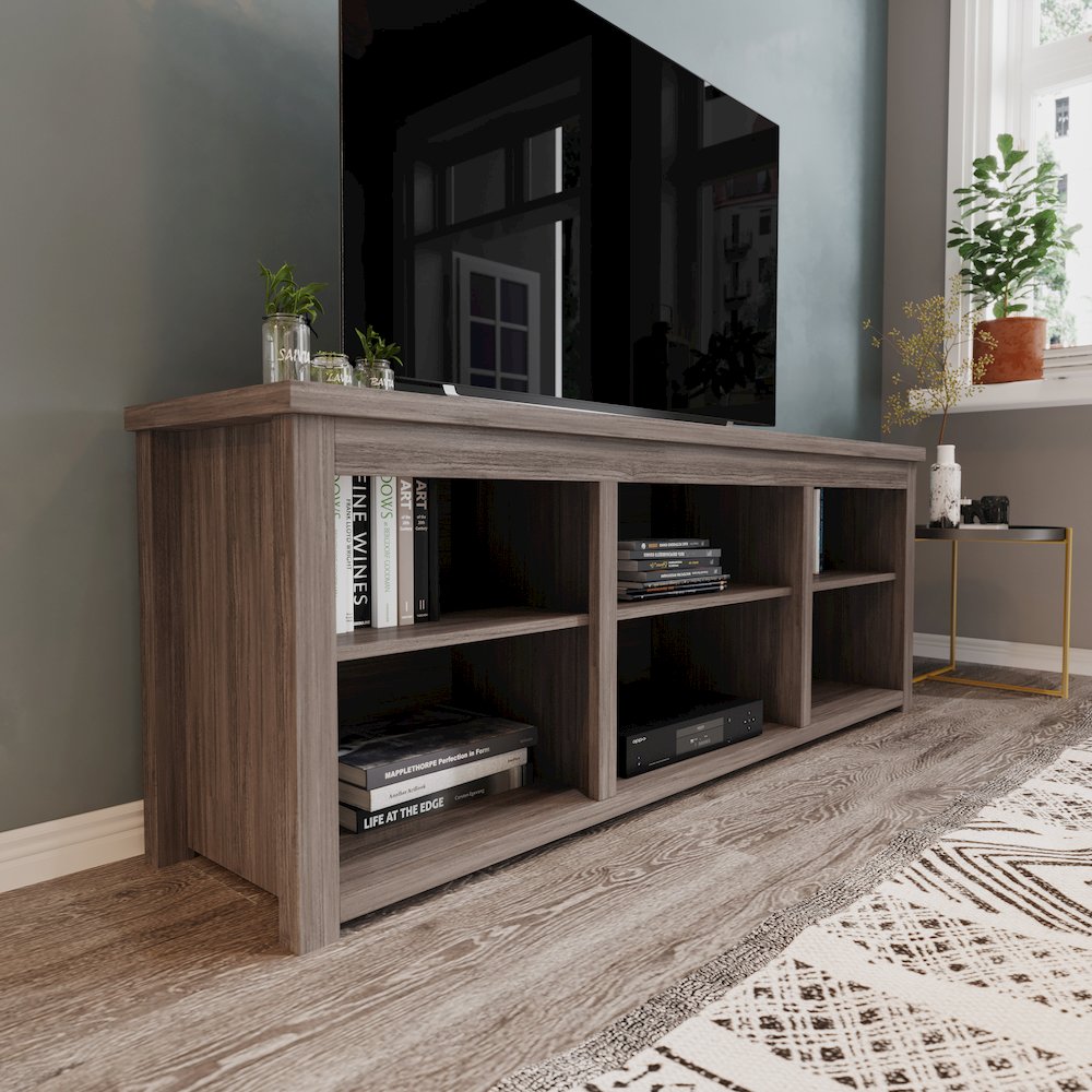 Farmhouse TV Stand up to 80" TVs - 65" Engineered Wood in Gray Wash Oak Finish. Picture 2