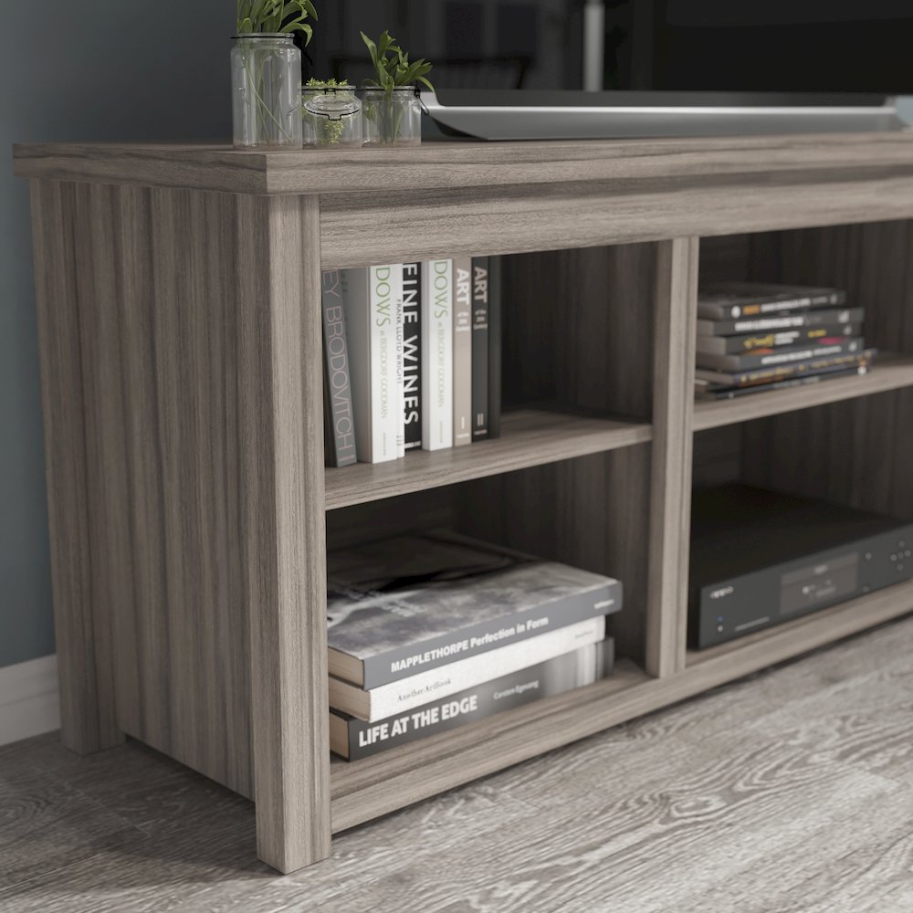 Farmhouse TV Stand up to 80" TVs - 65" Engineered Wood in Gray Wash Oak Finish. Picture 7