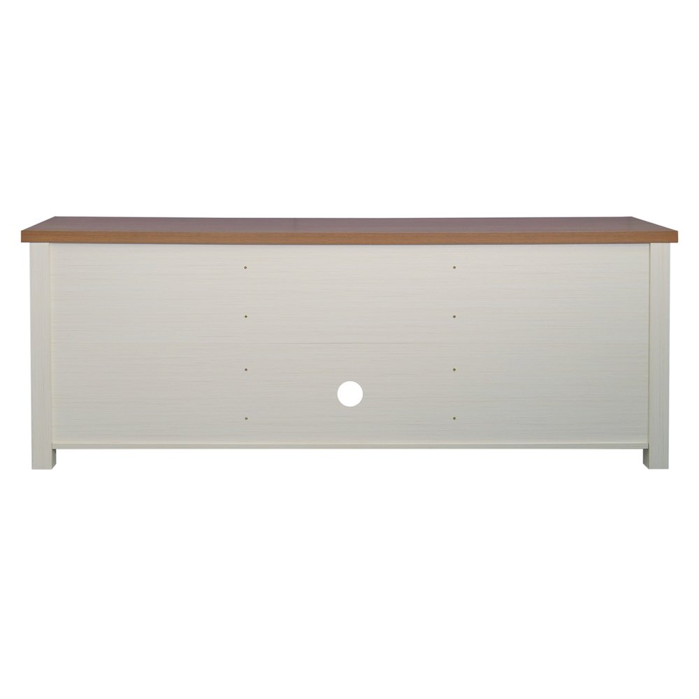 65" Open Media Console Cabinet for up to 80" TV's, Walnut Top/White Frame. Picture 6