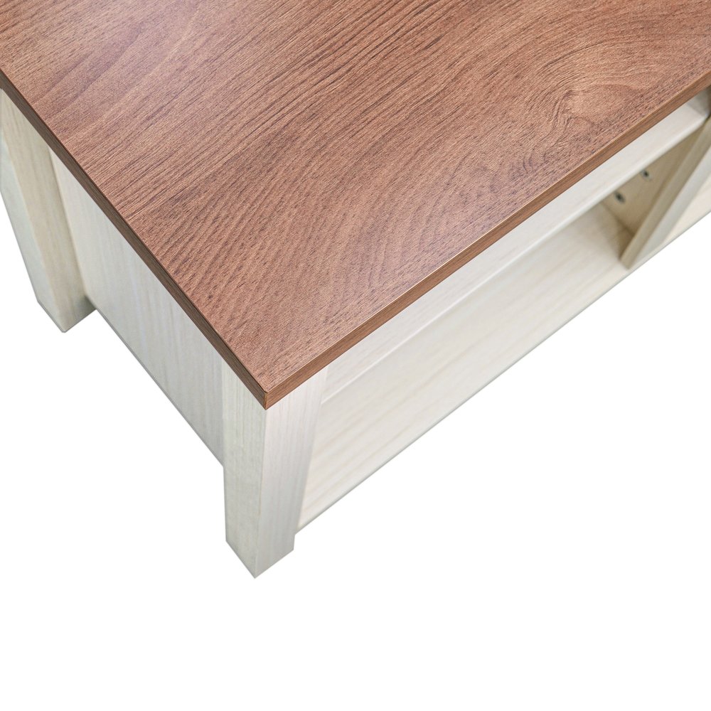 65" Open Media Console Cabinet for up to 80" TV's, Walnut Top/White Frame. Picture 7