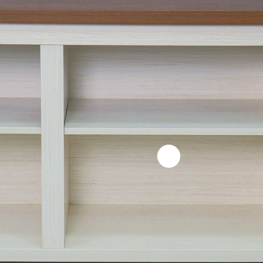 65" Open Media Console Cabinet for up to 80" TV's, Walnut Top/White Frame. Picture 11