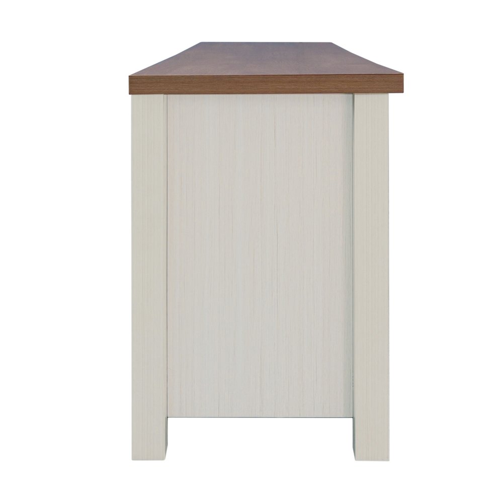 65" Open Media Console Cabinet for up to 80" TV's, Walnut Top/White Frame. Picture 8