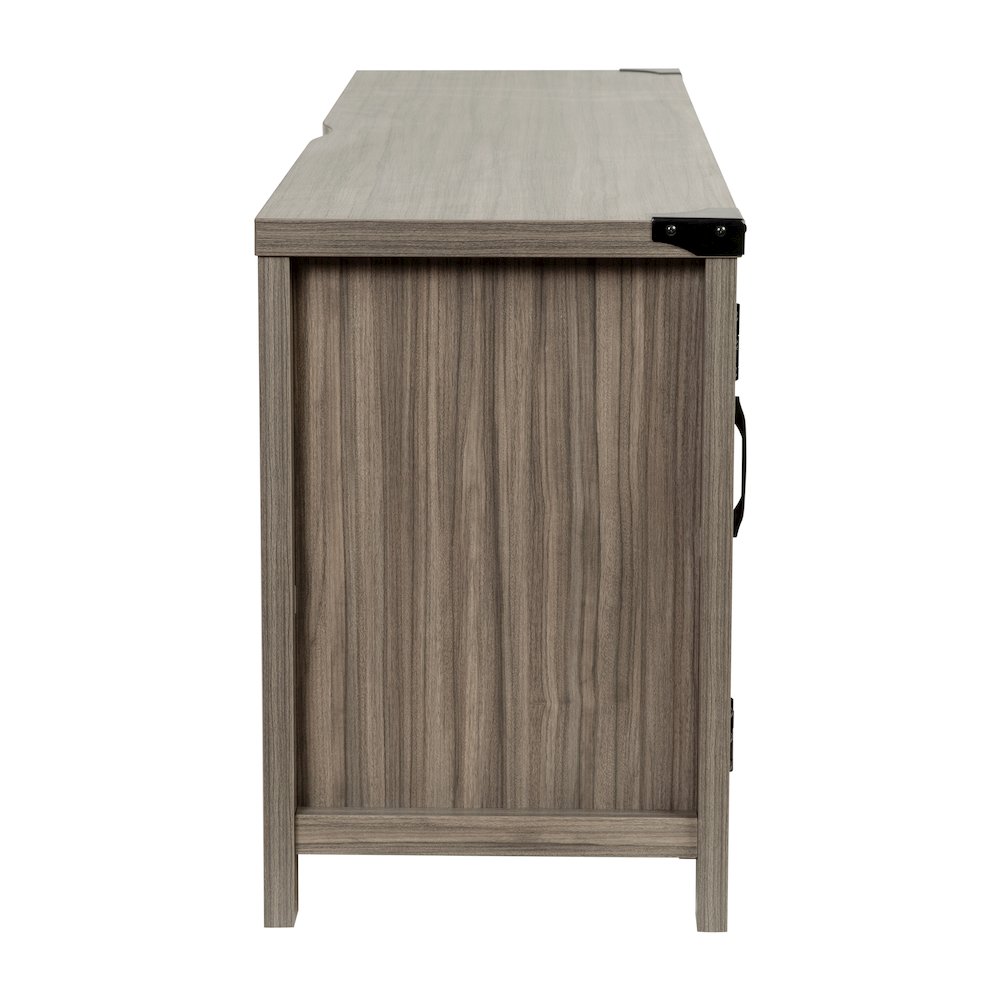 Farmhouse Barn Door TV Stand-Gray Wash Oak for TV's up to 65 ines-59". Picture 10