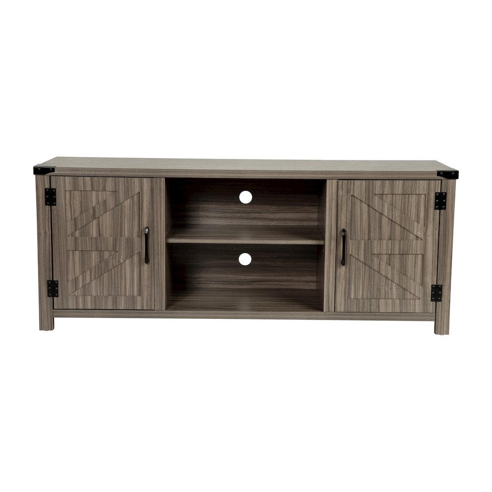 Farmhouse Barn Door TV Stand-Gray Wash Oak for TV's up to 65 ines-59". Picture 11