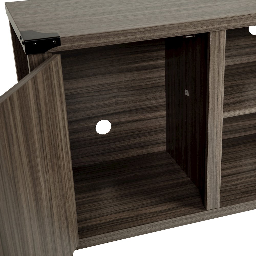 Farmhouse Barn Door TV Stand-Gray Wash Oak for TV's up to 65 ines-59". Picture 12