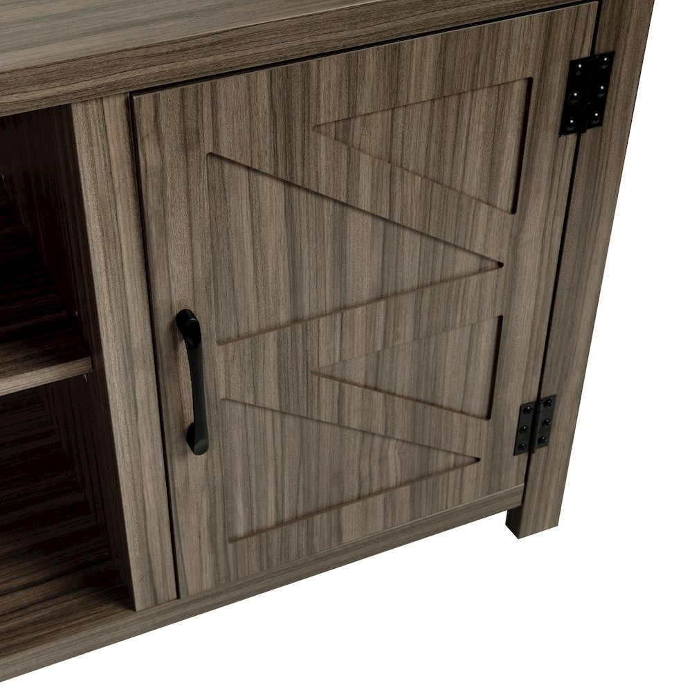 Farmhouse Barn Door TV Stand-Gray Wash Oak for TV's up to 65 ines-59". Picture 14