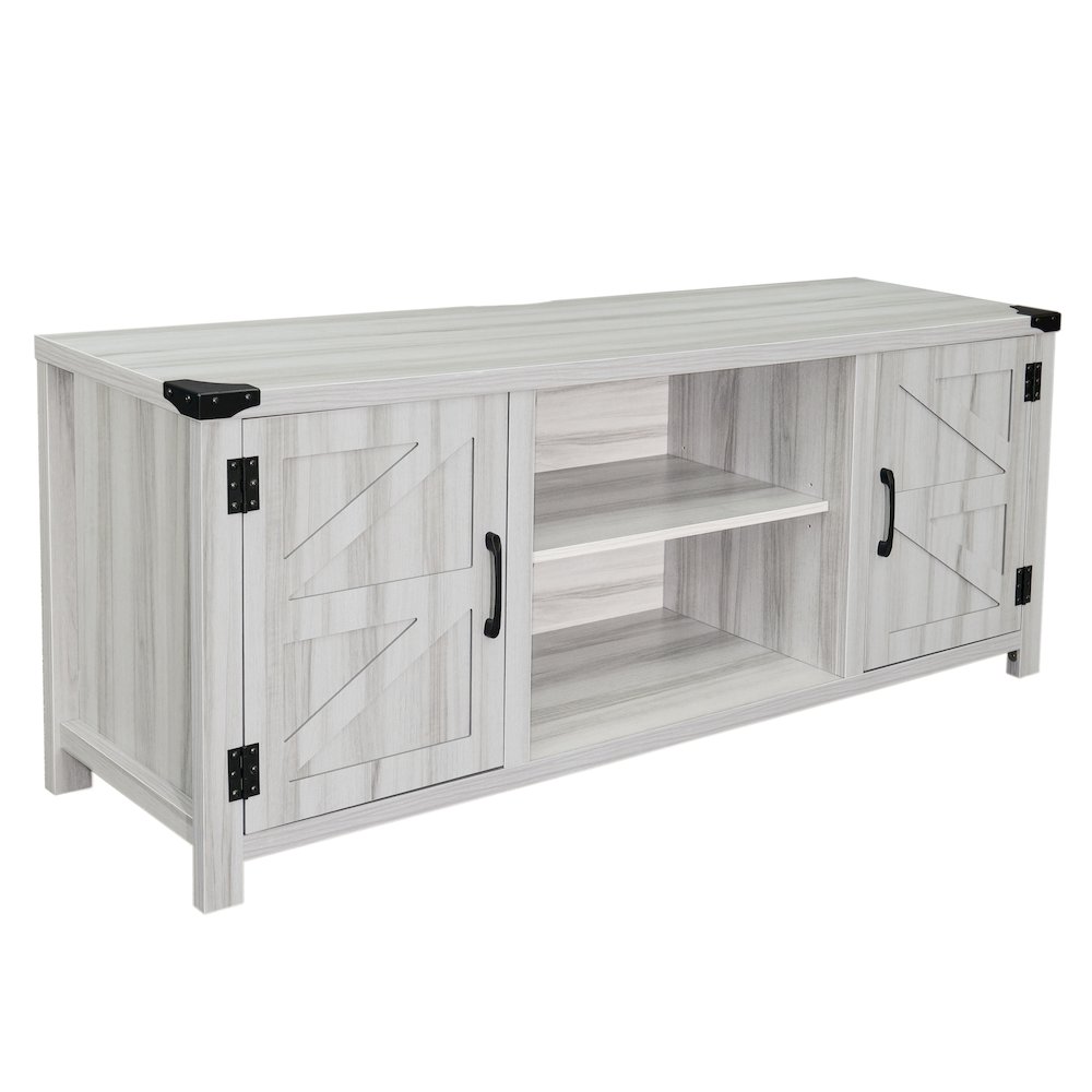 58" Barn Door Style TV Stand with Storage for up to 65" TV's, Light Gray. Picture 1