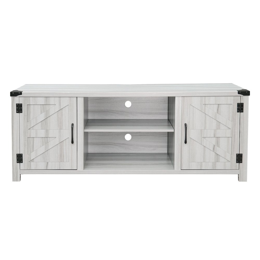 58" Barn Door Style TV Stand with Storage for up to 65" TV's, Light Gray. Picture 9