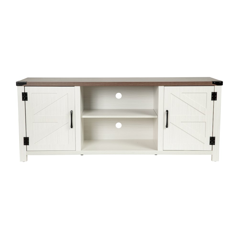 Farmhouse Barn Door TV Stand in White for TV's up to 65 ines - 59. Picture 11