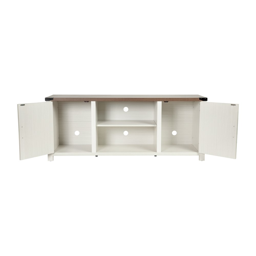 Farmhouse Barn Door TV Stand in White for TV's up to 65 ines - 59. Picture 9