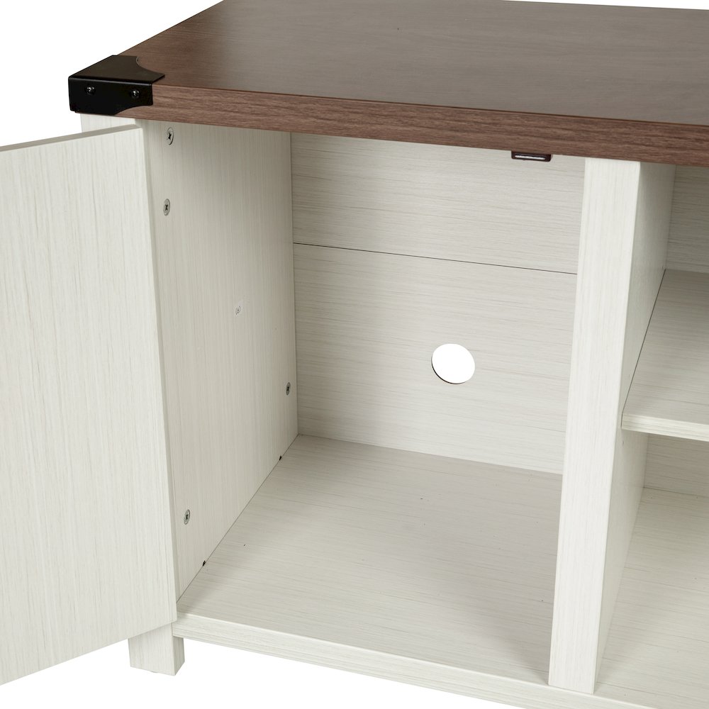 Farmhouse Barn Door TV Stand in White for TV's up to 65 ines - 59. Picture 12