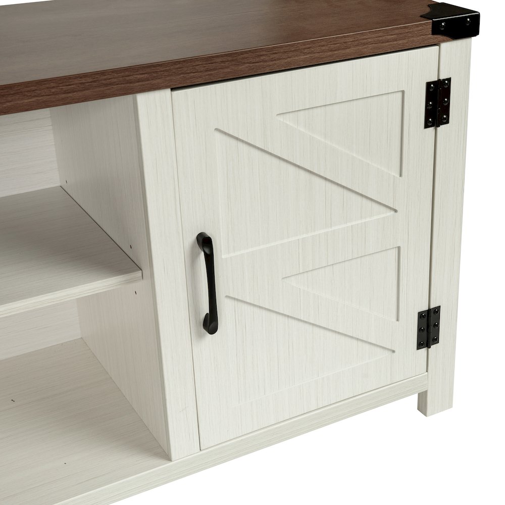 Farmhouse Barn Door TV Stand in White for TV's up to 65 ines - 59. Picture 14