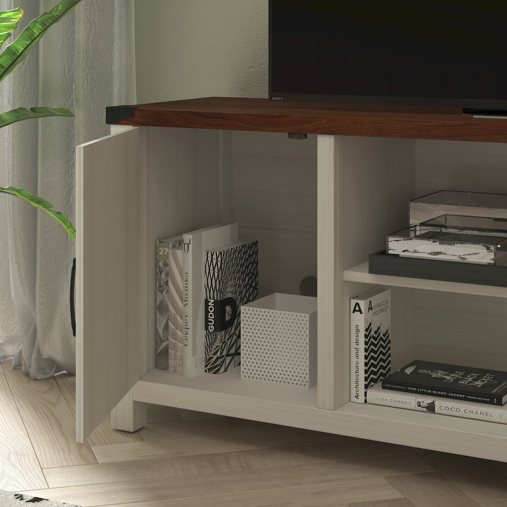 Farmhouse Barn Door TV Stand in White for TV's up to 65 ines - 59. Picture 7