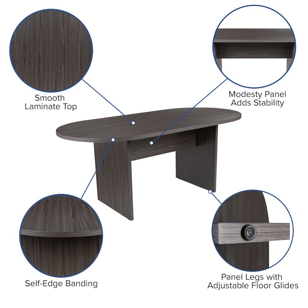 6 Foot (72 inch) Oval Conference Table in Rustic Gray. Picture 6