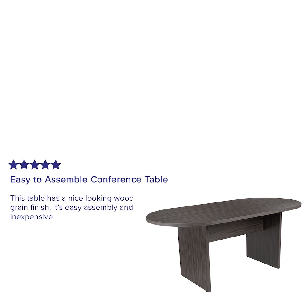 6 Foot (72 inch) Oval Conference Table in Rustic Gray. Picture 12