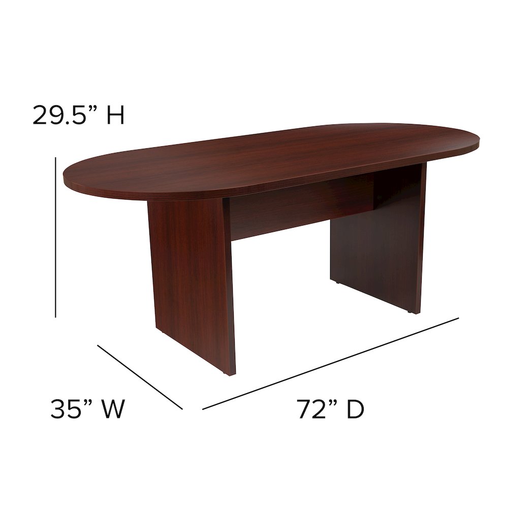 6 Foot (72 inch) Oval Conference Table in Mahogany. Picture 6