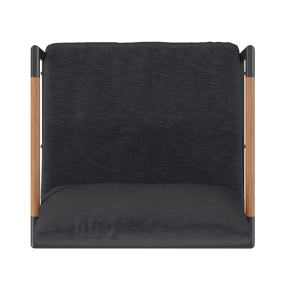 Patio Chair with Cushions - Aluminum Framed Chair, Black with Charcoal Cushions. Picture 10