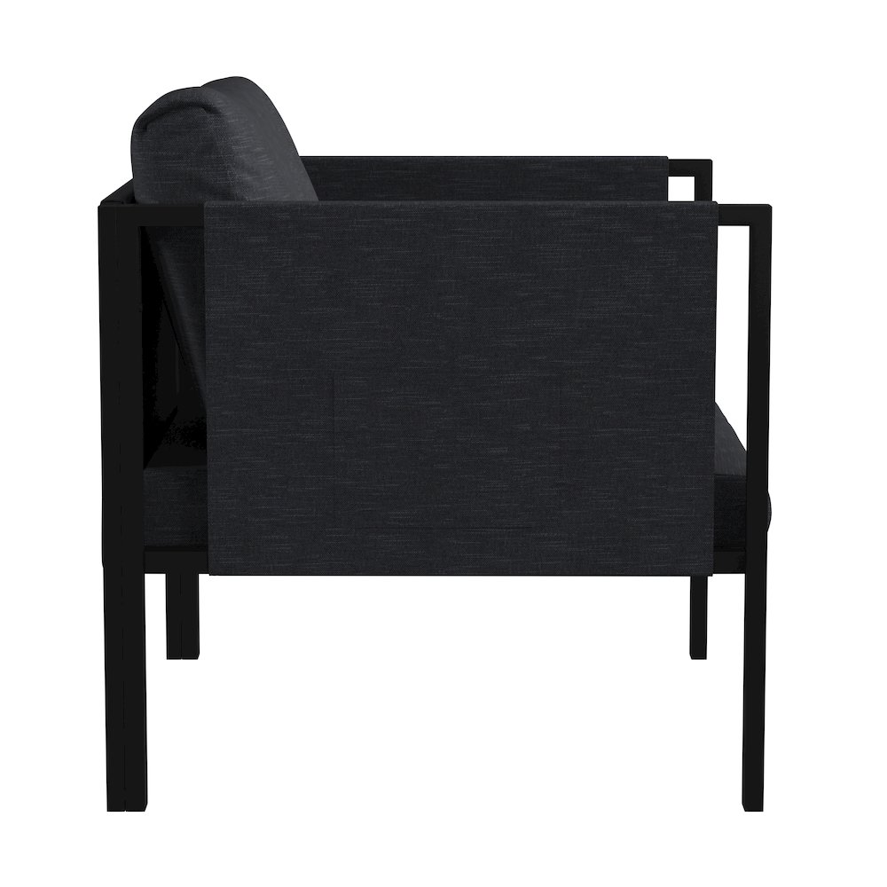 Patio Chair with Cushions, Black with Charcoal Cushions. Picture 8