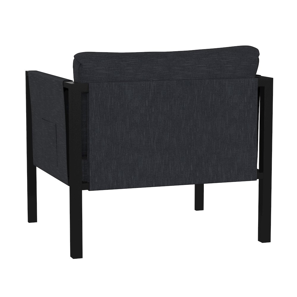 Patio Chair with Cushions, Black with Charcoal Cushions. Picture 6