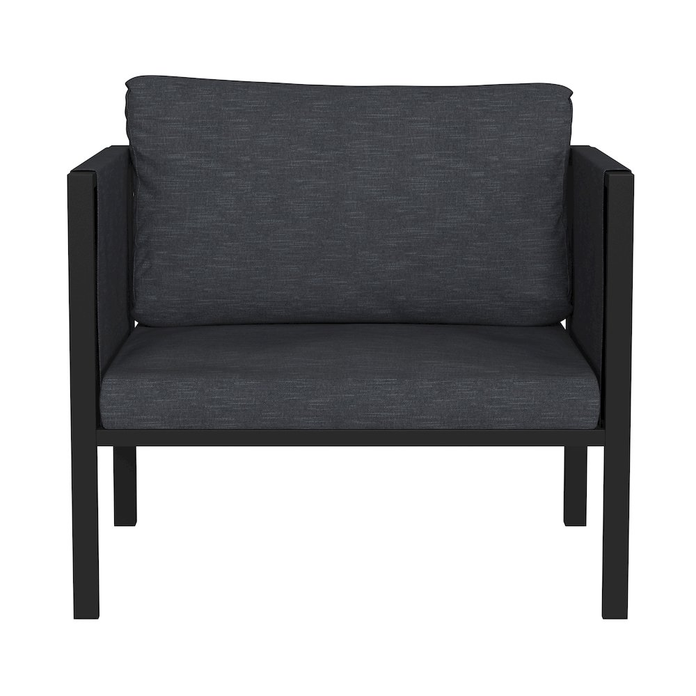 Patio Chair with Cushions, Black with Charcoal Cushions. Picture 9