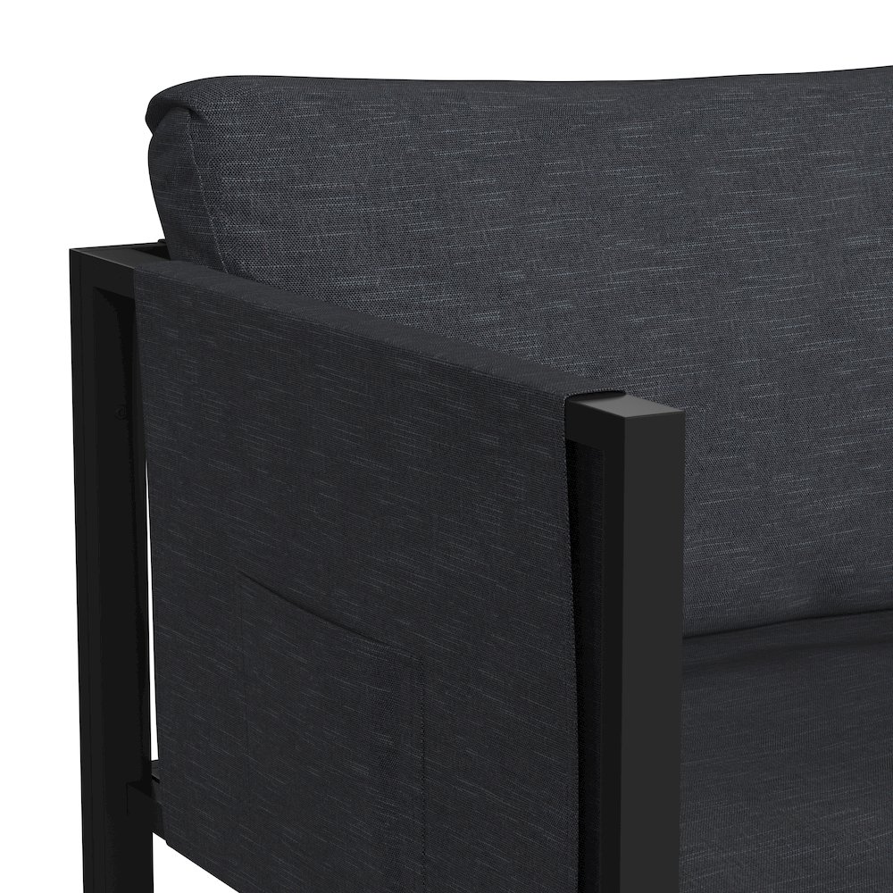 Patio Chair with Cushions, Black with Charcoal Cushions. Picture 7