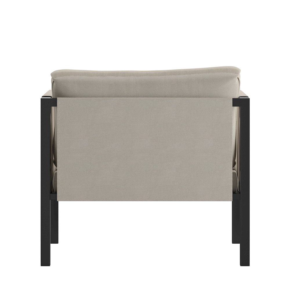 Patio Chair with Cushions, Black with Beige Cushions. Picture 6